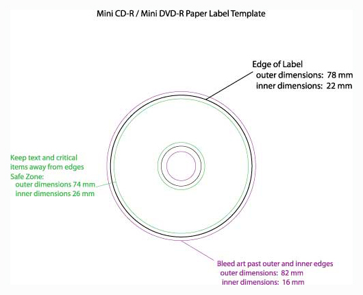 mini cd-r dvd-r paper label design template
